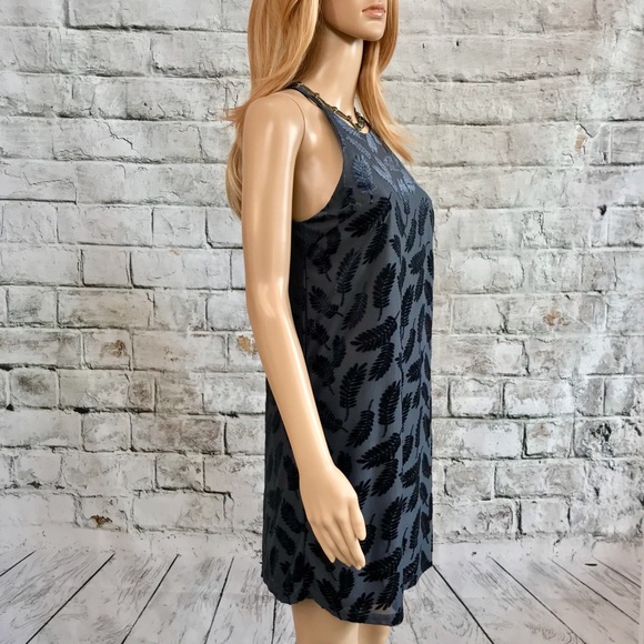 🔥NWT Navy Blue Leaf Patterned Lace Up Dress - Picture 8 of 8